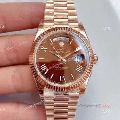 AAA Noob Rolex Day Date Chocolate Dial Rose Gold Swiss 3255 Replica Watch Men